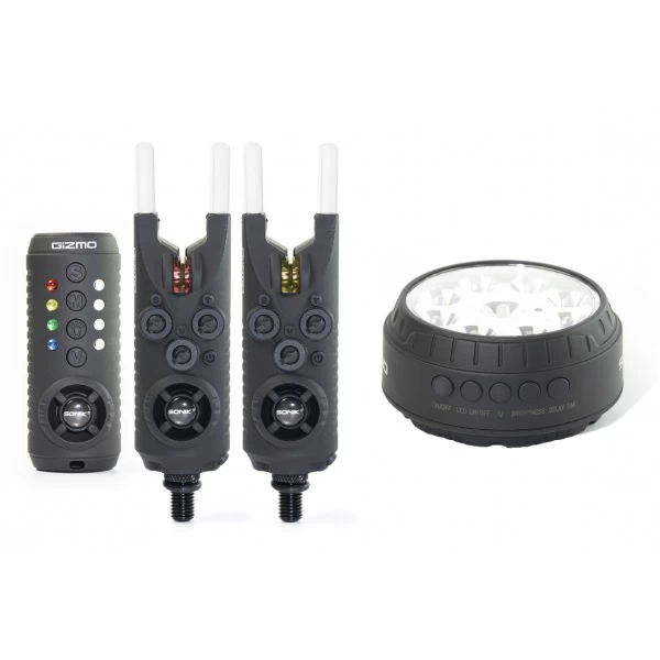 Sonik Gizmo 2+1 Red, Yellow Bite Alarm Set (Incl. Bivvy Lamp) 1 Sonik Gizmo 2+1 Red, Yellow Bite Alarm Set (Incl. Bivvy Lamp)