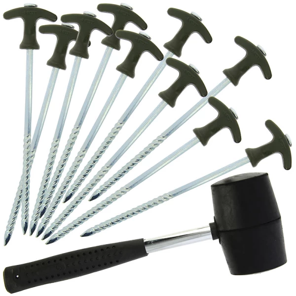 NGT Bivvy Peg Set With 10 Tent Pegs And Mallet 4 NGT Bivvy Peg Set With 10 Tent Pegs And Mallet - Image 4